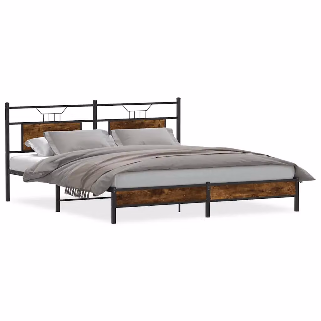 Berkfield Home Smoked Oak Bed Frame in Brown, W/D/H: 183 x 203 cm – 2