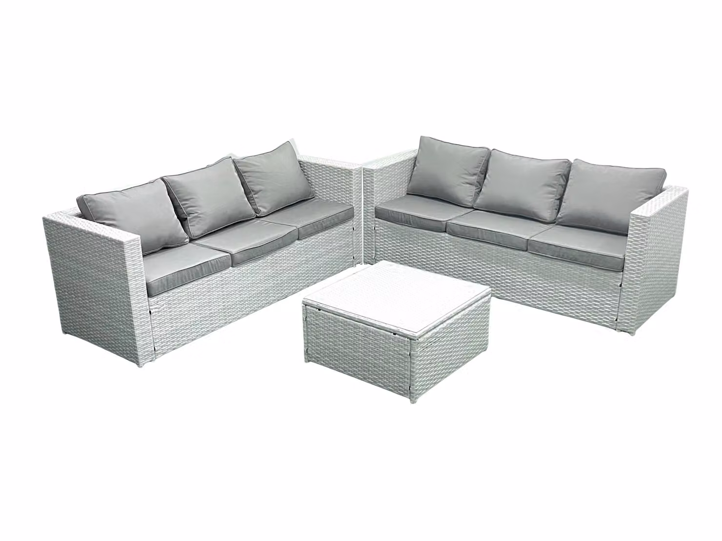 Fimous 6 Seater Rattan Garden Furniture Set in Light Grey – 2