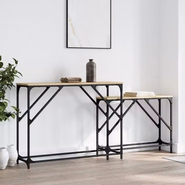 Berkfield Home Nesting Console Tables, 2 Piece Set in Sonoma Oak Brown Engineered Wood – 1