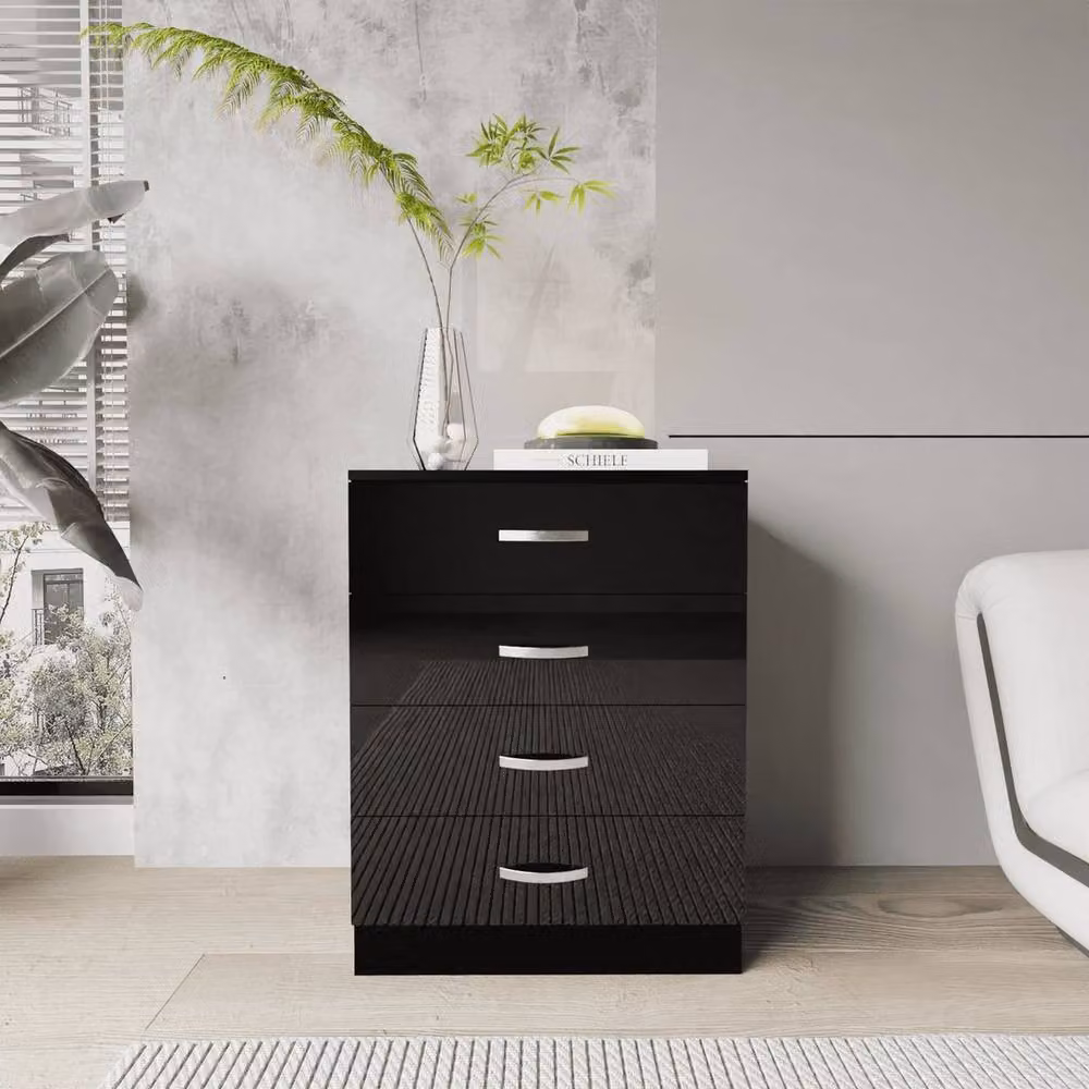 FLAVORA Gloss Black Chest of Drawers – 2