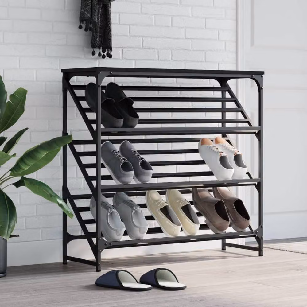 Berkfield Home Black Shoe Rack W/D/H: 90 x 30 x 85 cm – 2
