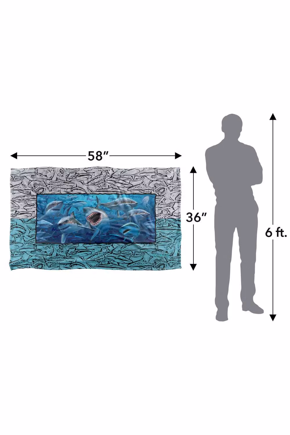 JQ Licensing Royce Mcclure Great White Shark Frame Silky Touch Super Soft Fleece Throw Blanket, Blue, W/D/H: 91 x 147 cm – 4