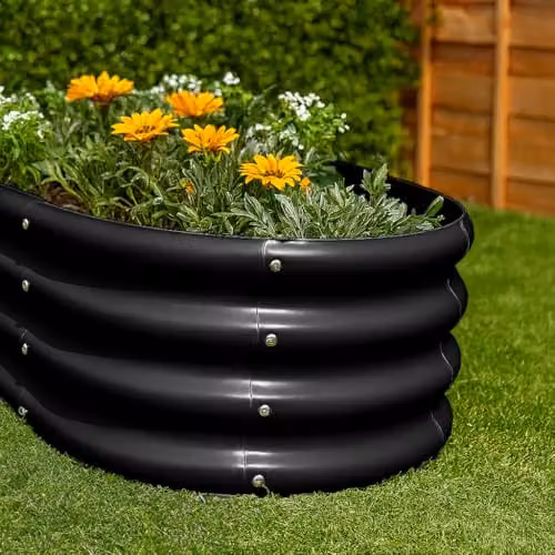 Harbour Housewares Rounded Bottomless Raised Garden Bed in Anthracite Galvanised Steel, W/D/H: 120 x 60 x 60 cm – 3