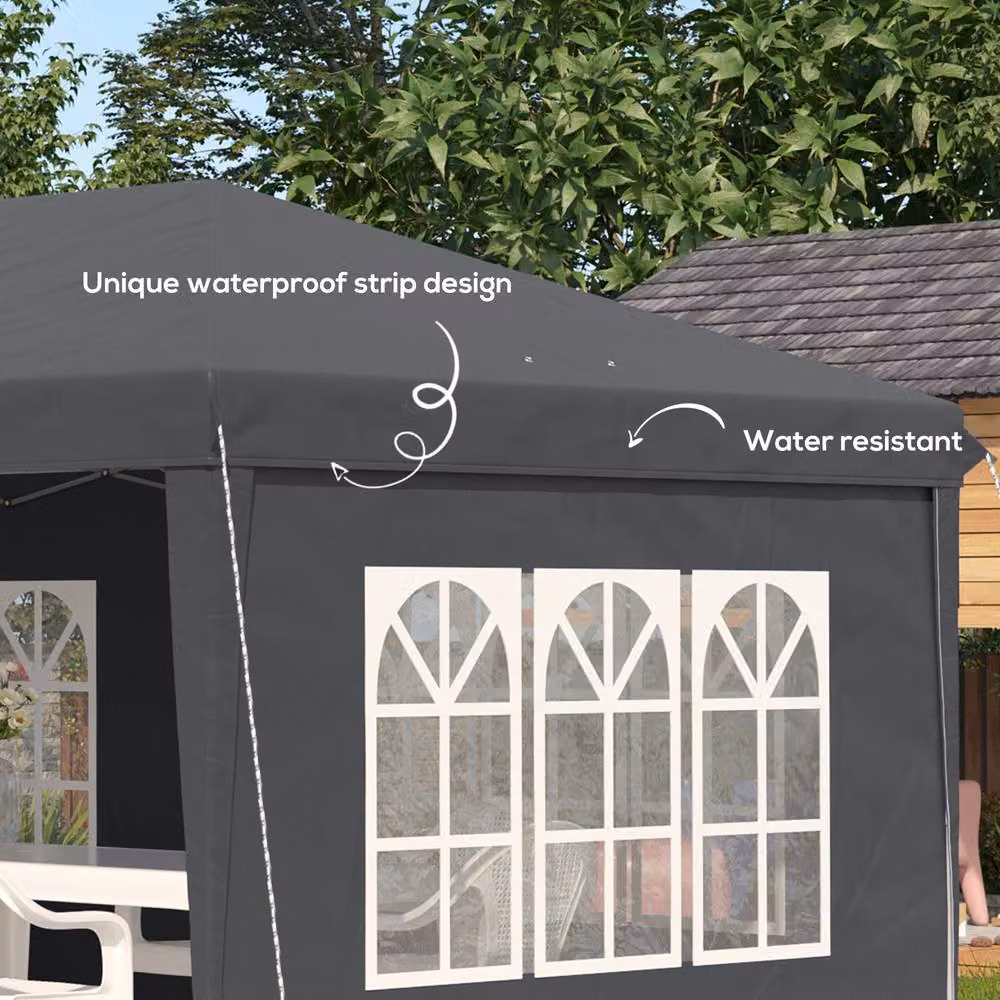 Outsunny Grey Pop Up Gazebo with Removable Walls and Steel Frame, W: 300 cm, D: 300 cm, H: 270 cm – 7