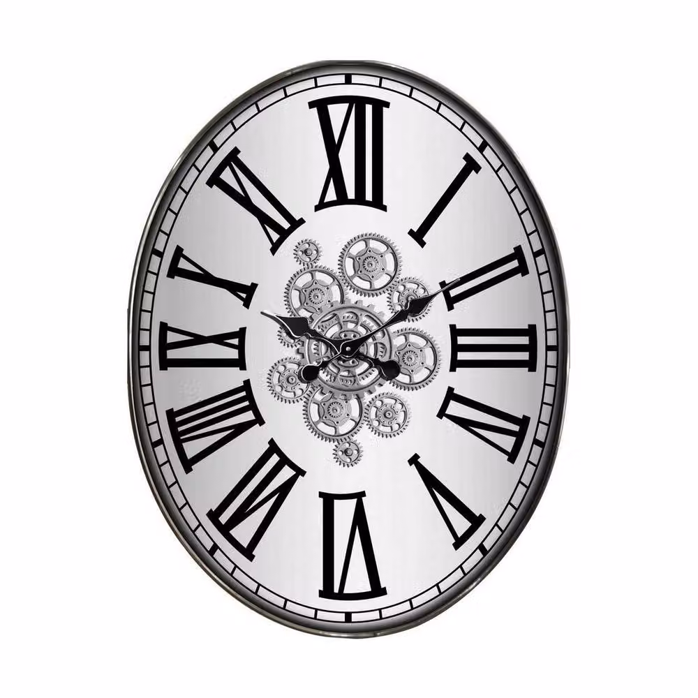 Minster Gear Quartz Wall Clock in Black and White, W70 x H70 cm – 2