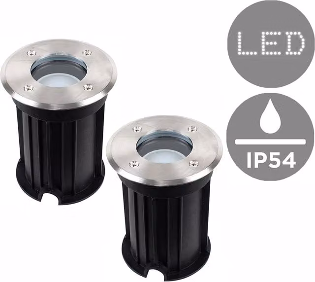 ValueLights Pair of Modern Silver Chrome IP54 Rated Outdoor Garden Walk Over Path Lights