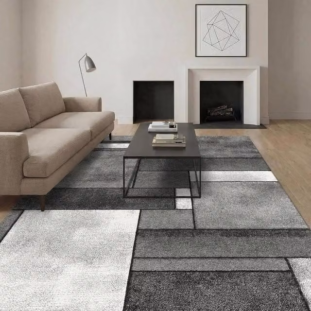 MCC Direct Modern Mosaic Pattern Rectangular Microfibre Rug in Grey, W: 160 cm, D: 230 cm – 1