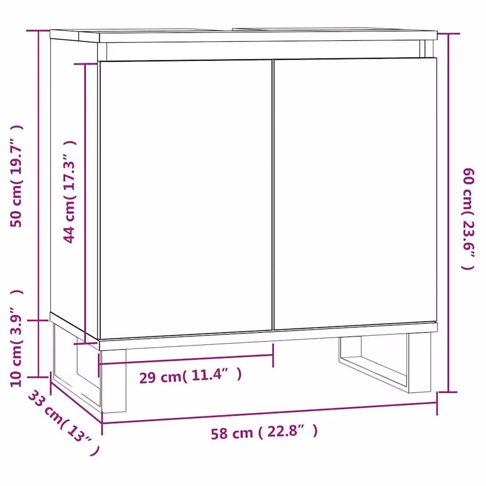 Berkfield Home Smoked Oak Bathroom Cabinet, Brown, W/D/H: 58 x 33 x 60 cm – 4