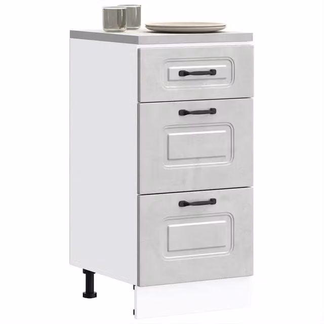 Berkfield Home Kalmar Kitchen Base Cabinet in Concrete Grey Matt Engineered Wood