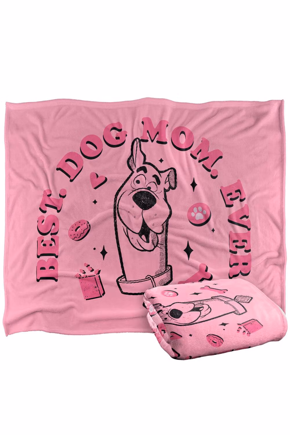 Warner Bros. Scooby Doo Best Dog Mom Ever Super Soft Polyester Throw Blanket, Extra Large, Multicolour and Pink – 2
