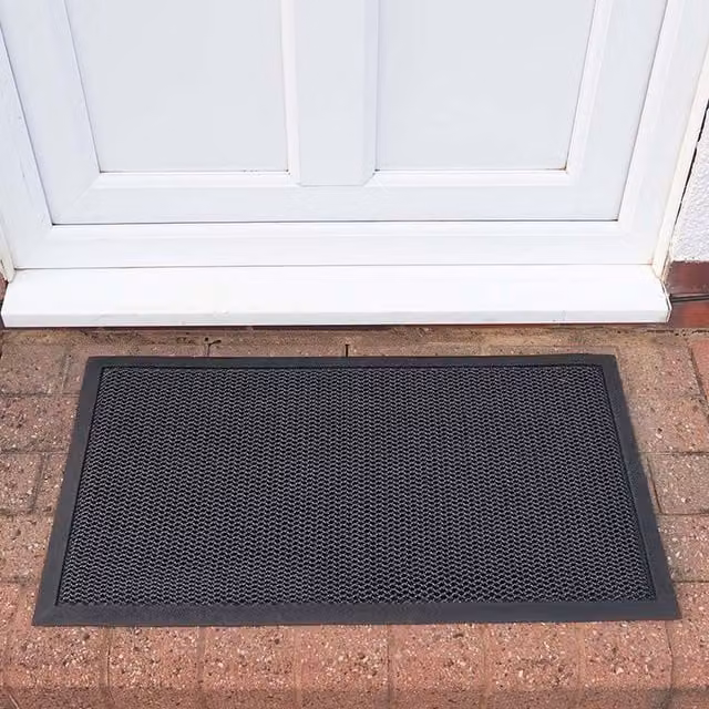 Garden Mile Rectangular Rubber Outdoor Boot Scraper Door Mat in Slate Grey