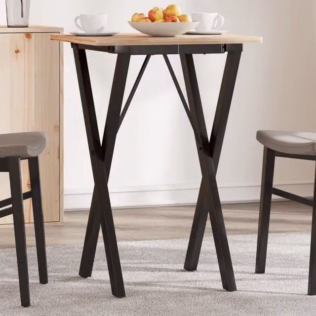 Berkfield Home X-Frame Dining Table Legs in Black Steel, W/D/H: 40 x 40 x 73 cm