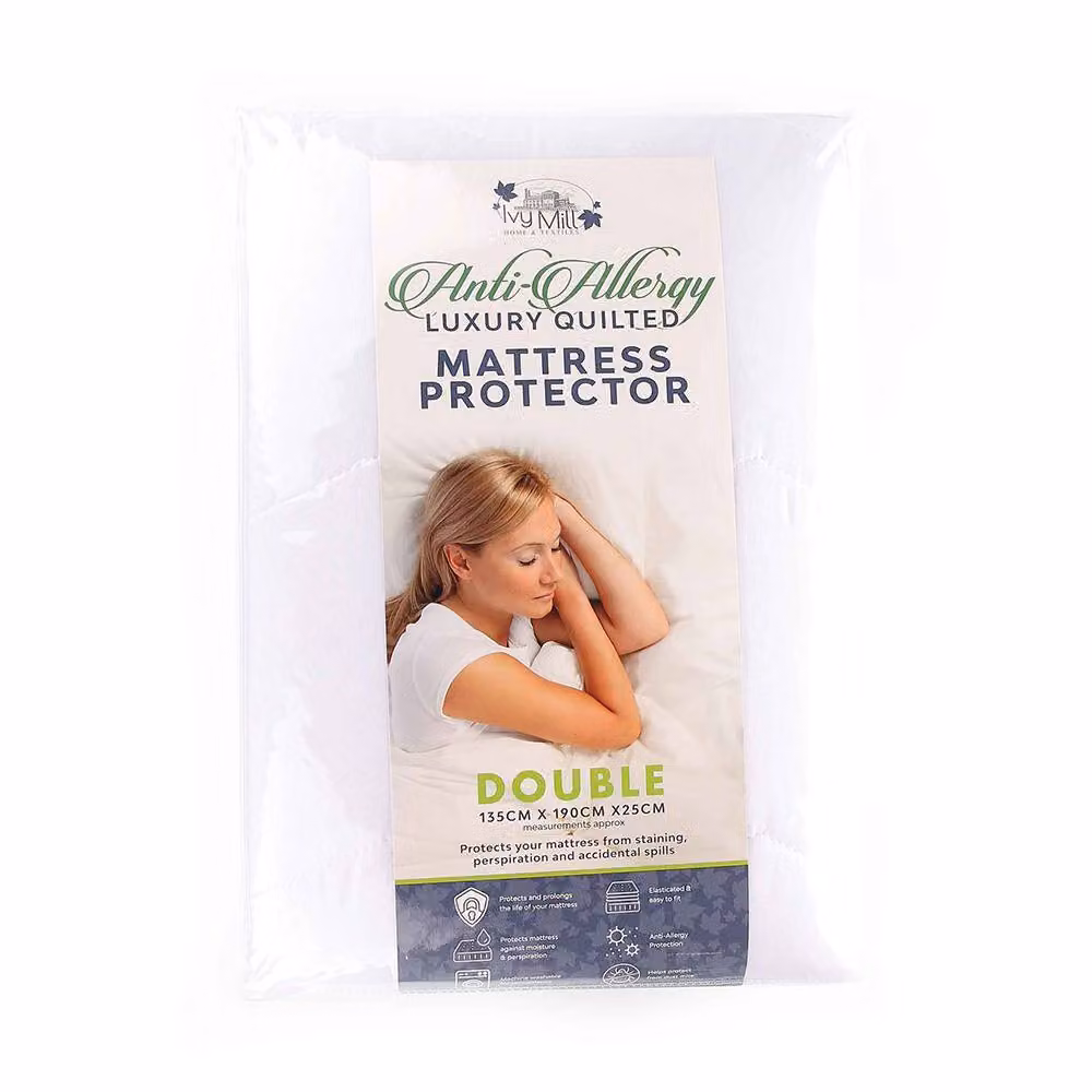 Voltico Anti Allergy Breathable Mattress Protector, White, Double – 2