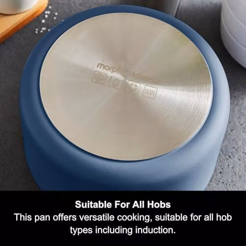 Morphy Richards 5 Piece Blue Aluminium Saucepan and Frying Pan Set with Ceramic Coating – 5