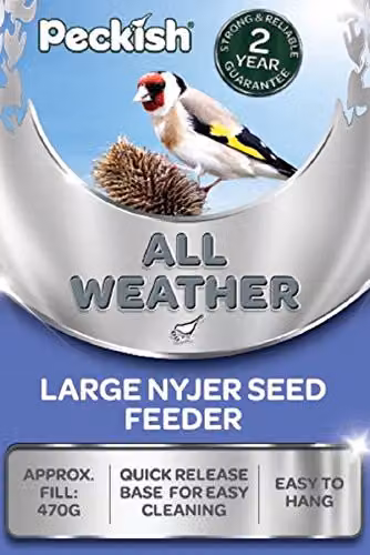 Peckish Large All Weather Metal Nyjer Seed Bird Feeder in Green and Silver – 3