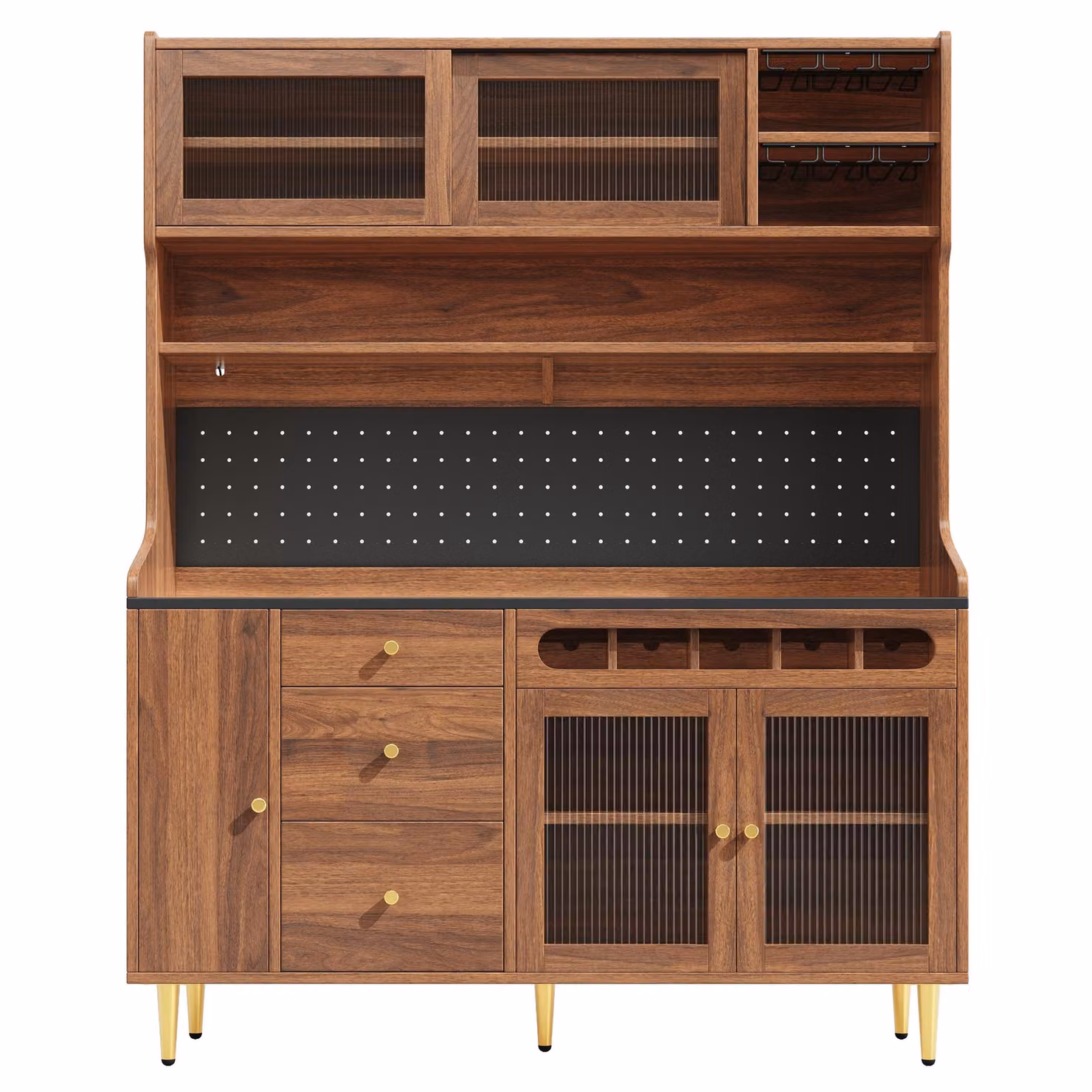 Aosom UK Modern Freestanding Highboard with LED Lighting and Glass Doors in Brown, W: 39 cm, D: 39 cm, H: 171 cm – 2