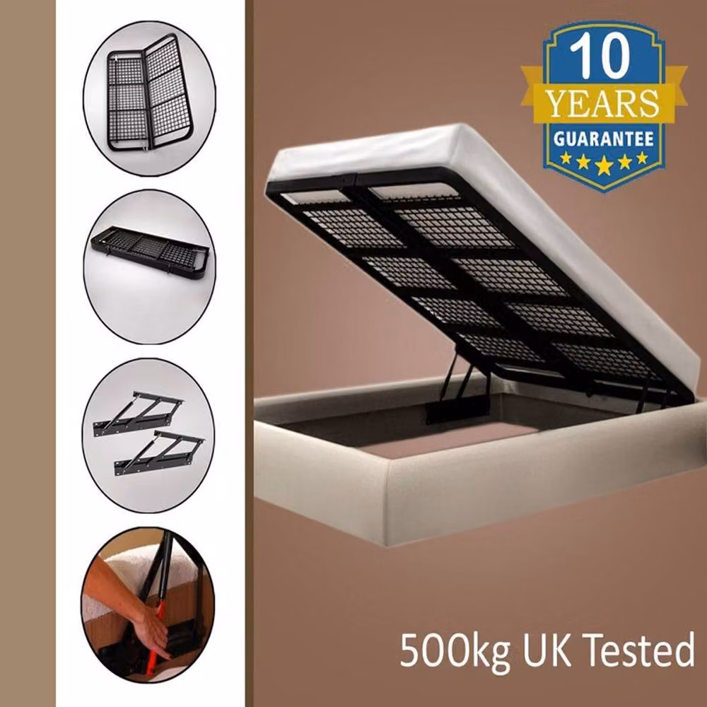 Desire Deco Grayson Wingback Ottoman Storage Bed Frame in Blue, King Size (180 x 200 cm) – 2