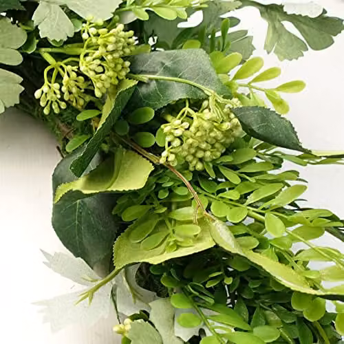 Leaf Green Artificial Fern Blossom Wreath, Diameter: 50 cm – 2