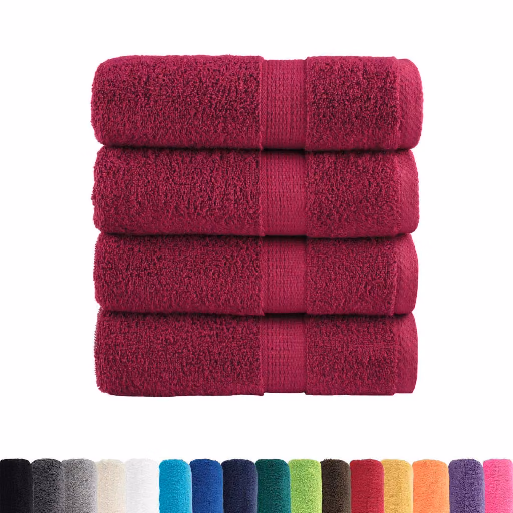 Berkfield Home SOLUND Premium Guest Towels, 4-Piece Set, Red, W: 30 cm x H: 50 cm, 600gsm Cotton Terry – 2