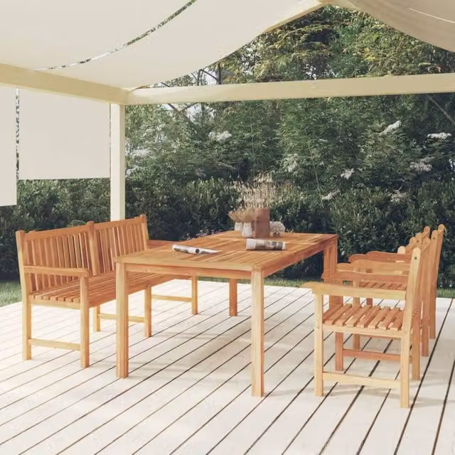 Berkfield Home 4 Piece Garden Dining Set in Brown Solid Wood Teak
