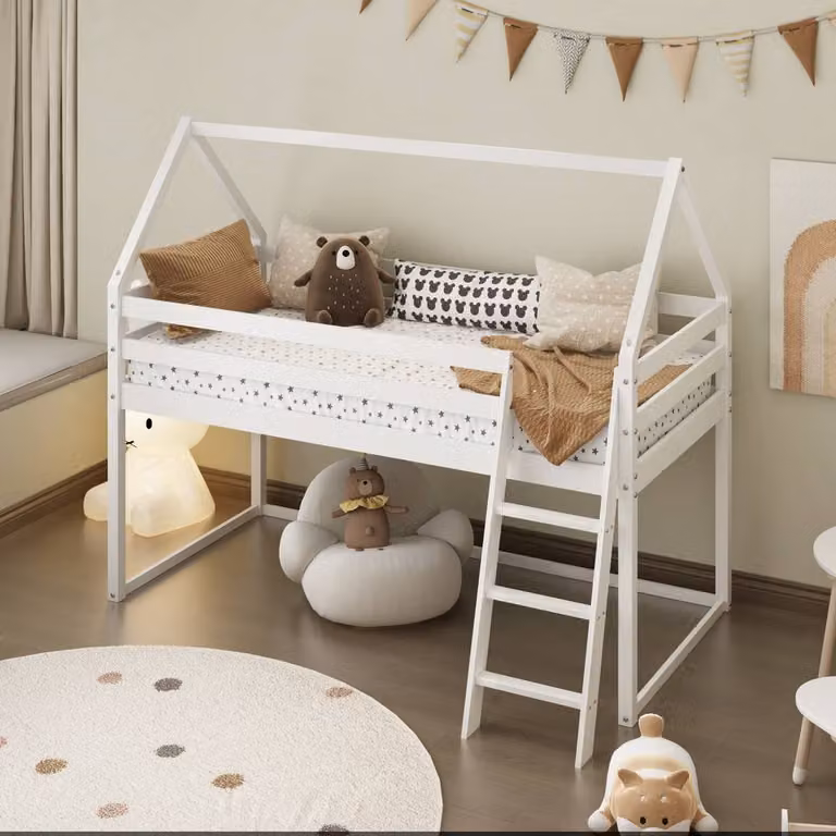 Crazy Price Beds Ltd Eli Kids White Mid Sleeper Single Wood Bed