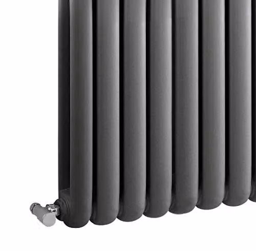 Hudson Reed HSA008 Salvia Modern Horizontal Designer Double Panel Bathroom Radiator, Anthracite, W: 63.5 cm, H: 86.3 cm, Set of 2 Pieces – 2