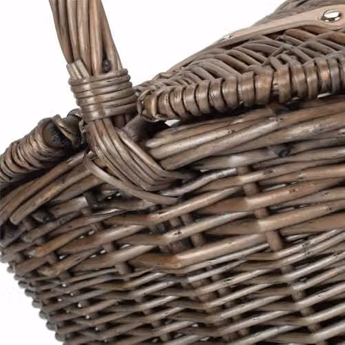 Red Hamper Antique Grey and Cream Oval Picnic Basket – 2