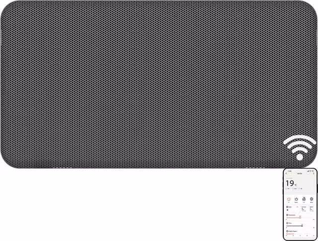 MYLEK 2kW Electric Mica Panel Radiator in Grey with WiFi App Control and IPX4 Rating – 1