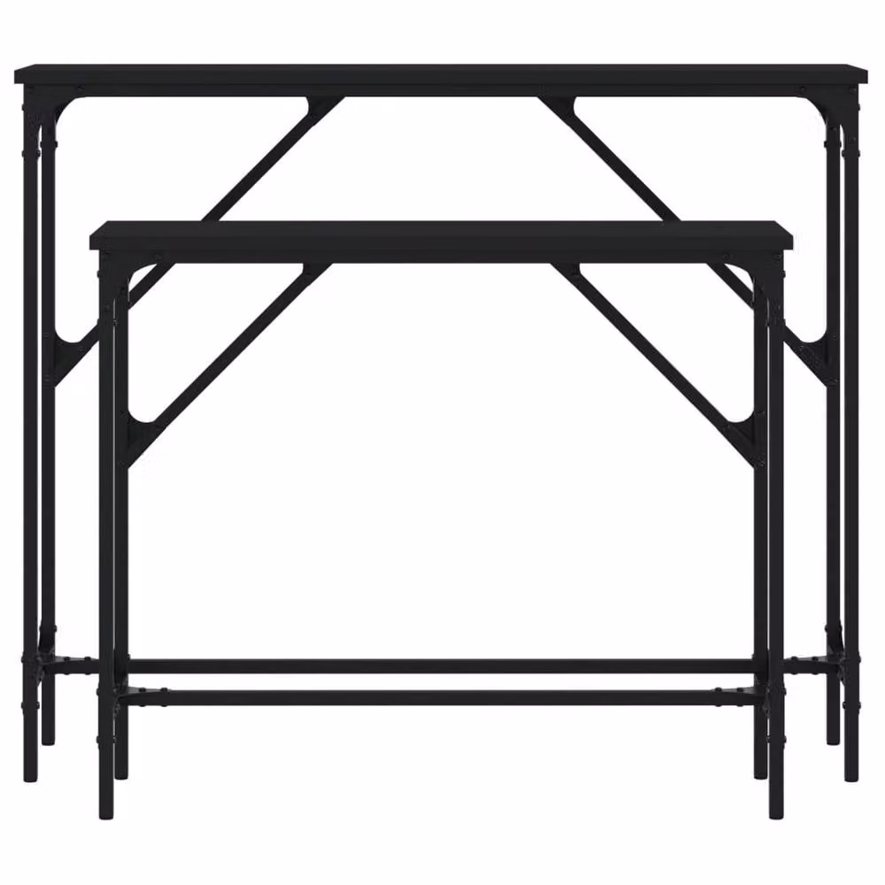 Berkfield Home Set of 2 Black Rectangular Console Tables in Engineered Wood – 4
