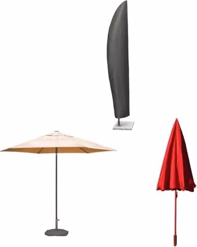 Home Source Waterproof Grey Parasol Cover, UV Resistant PE Knitting Cloth with Drawstring Closure, W/D/H: 43 x 25 x 190 cm – 1