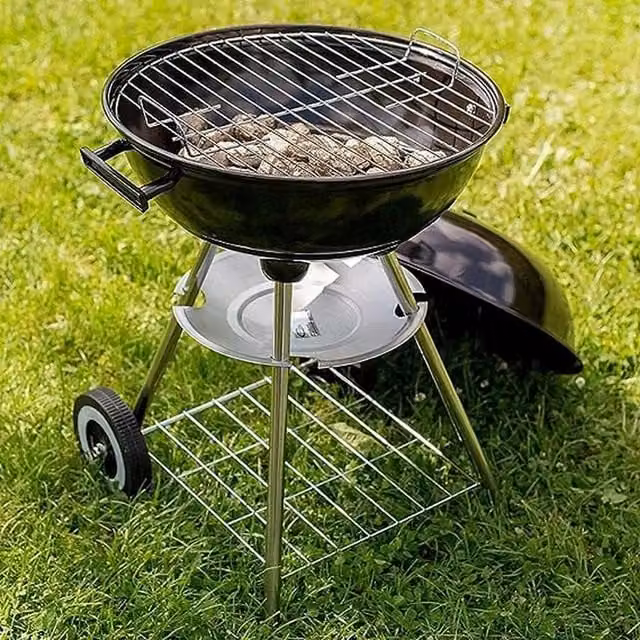 Downton Black Charcoal Kettle BBQ Grill with Wheels