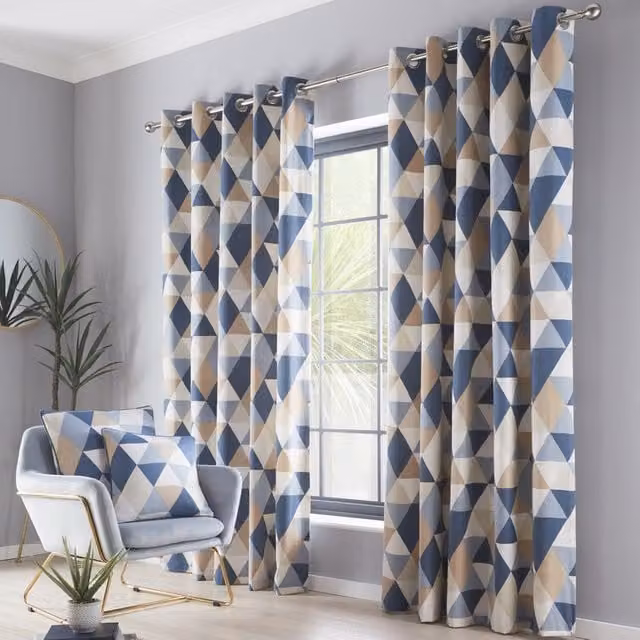 Terrys Dakota Ready Made Eyelet Curtains in Blue