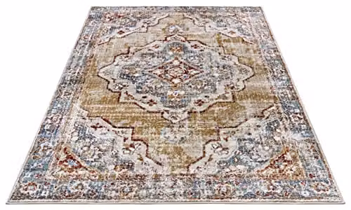 HANSE Home Strozzi Oriental Machine Woven Rug, Multicolour Beige and Blue, W: 80 cm, L: 240 cm – 2