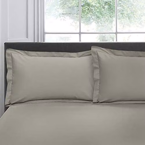 Appletree Pair of Silver 200TC Plain Dye 100% Percale Cotton Oxford Pillowcases, W: 76 cm, H: 48 cm