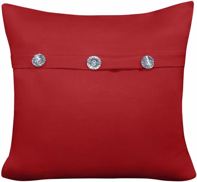 Velosso Red Mock Button Gem Stone Fashion Square Cushion