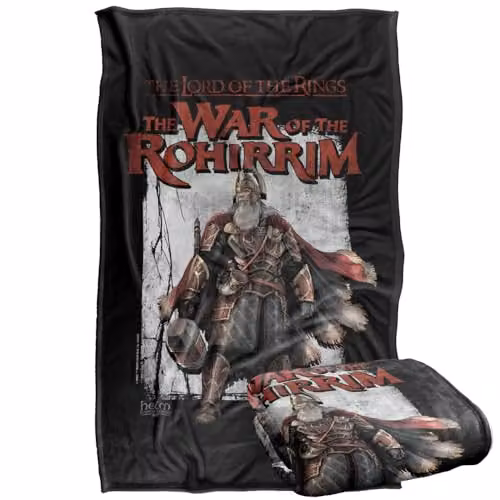 Warner Bros. Lord Of The Rings War Of The Rohirrim Helm Hammerhand Band Silky Touch Super Soft Fleece Throw Blanket, W/D/H: 91 x 147 cm, Multicolour – 1