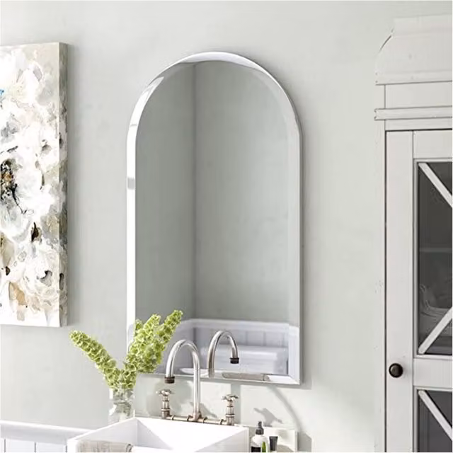 Biznest HD Frameless Arched Wall Mounted Mirror in Silver