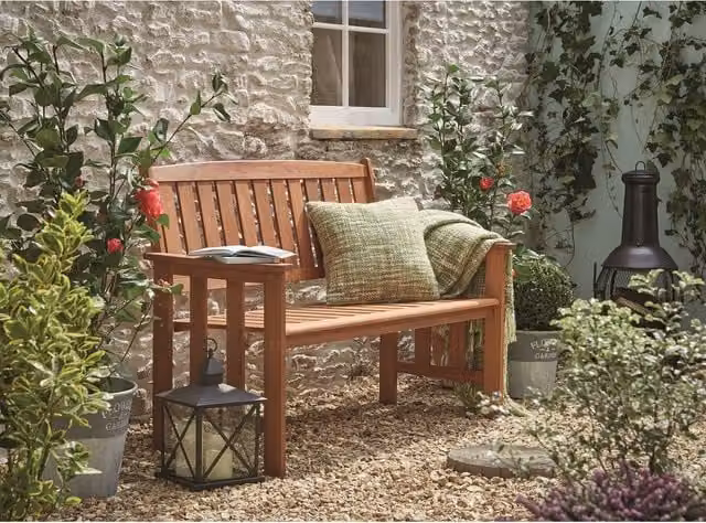 Outdoor Essentials Camillion Rustic Wood Bench in Brown with Matt Finish