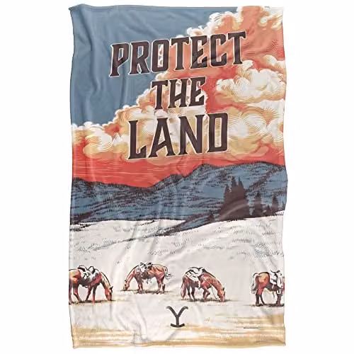 Paramount Yellowstone Protect The Land Super Soft Silky Touch Fleece Throw Blanket, Multicolour