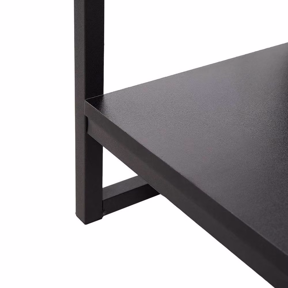 KORVIXA Black Slim Plant Stand Table, Metal and Wood Flower Pot Rack, H 90 cm x W 90 cm x D 2 cm – 4