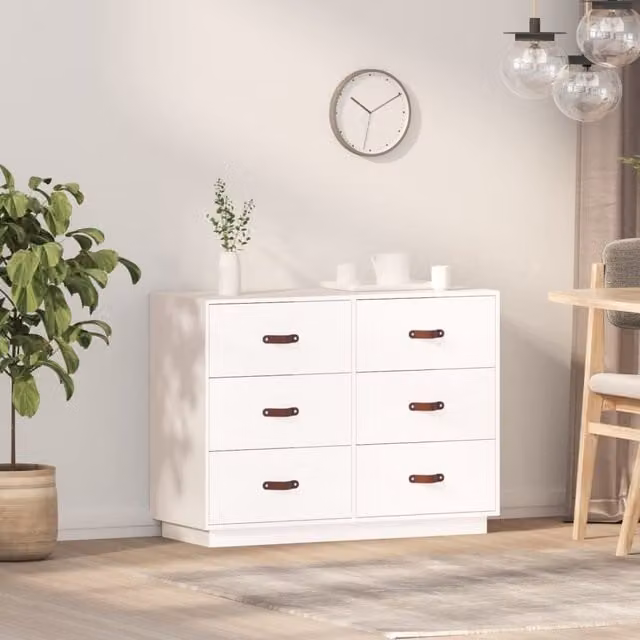 Berkfield Home White Rustic Solid Wood Pine Sideboard W/D/H: 100 x 40 x 75 cm