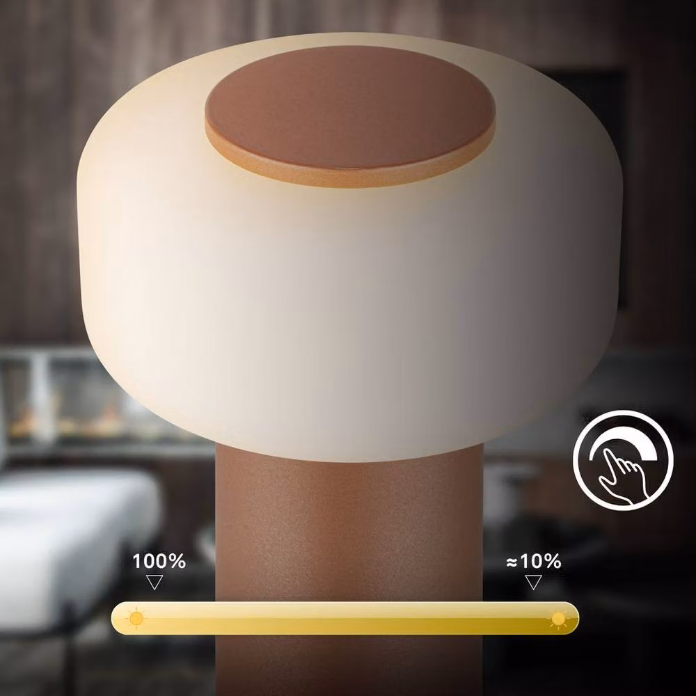 Briloner Rechargeable LED Table Lamp with Touch Dimming, IP44 Outdoor Night Light, Brown, W/D/H: 13 x 20.5 x 20.5 cm – 5