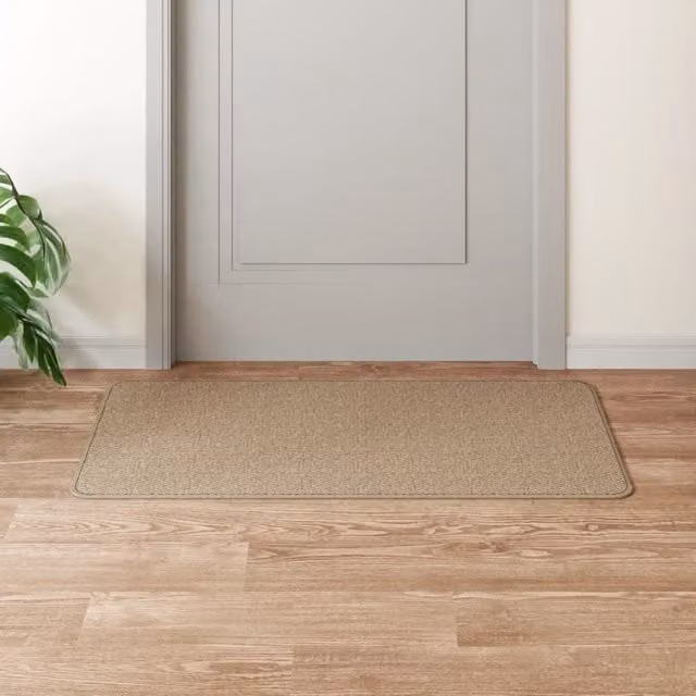 Berkfield Home Round Sisal Look Carpet Runner in Sand and Brown, W/D: 100 x 100 cm