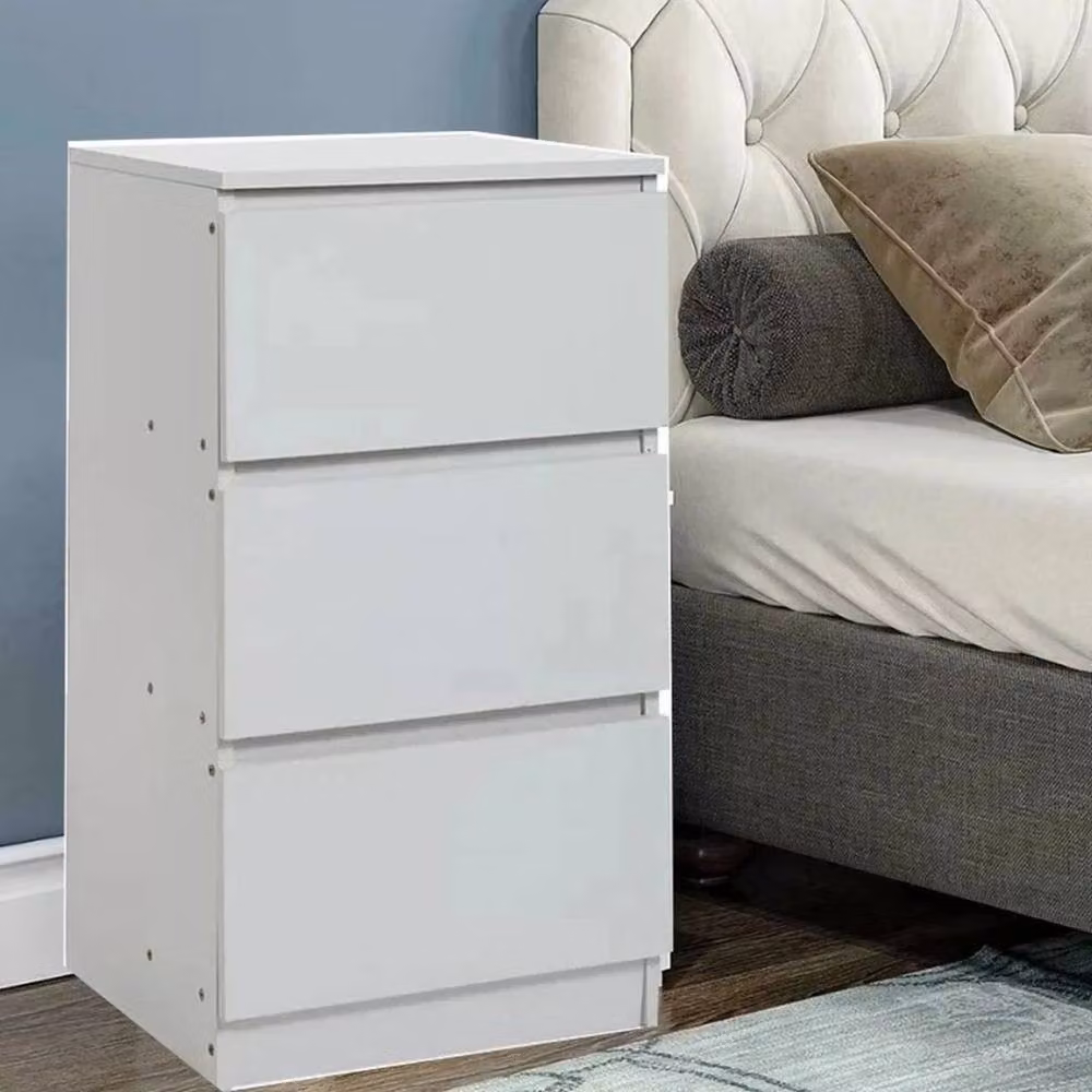 KORVIXA Modern White Matt Bedside Cabinet Nightstand Table – 4