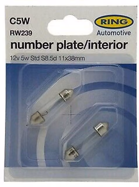 Ring Transparent Glass Incandescent Festoon Bulb Pack of 2