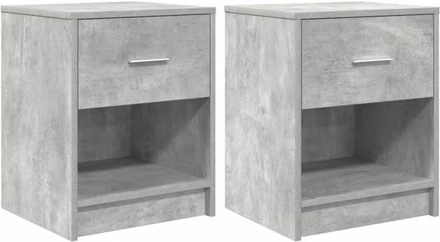 Berkfield Home Set of 2 Bedside Cabinets with Drawer in Concrete Grey, W/D/H: 40 x 34 x 50 cm – 1
