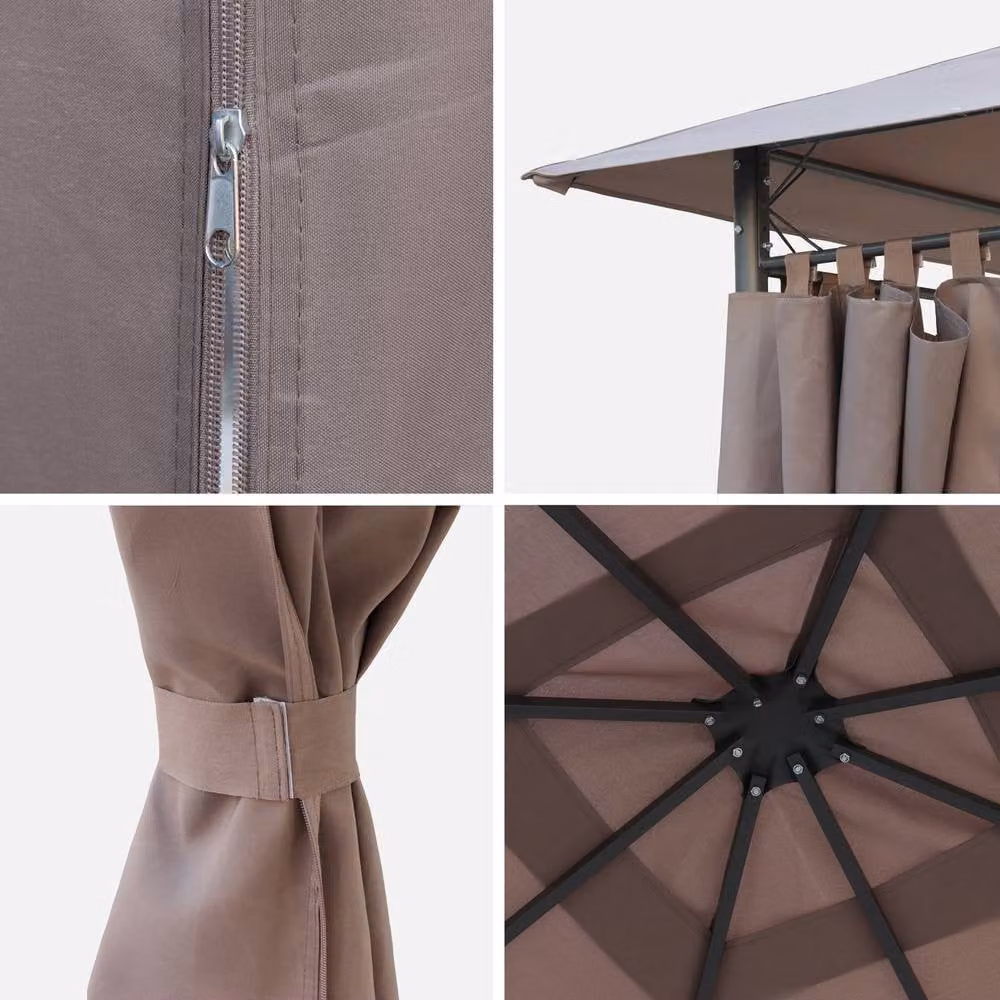Sweekeet Elusa Canopy Roof and Side Curtain Kit in Medium Beige, 3 x 3 m – 2