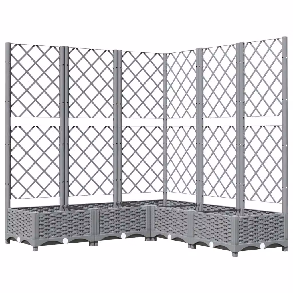 Berkfield Home Garden Planter with Trellis in Light Grey, W/D/H: 120 x 120 x 121.5 cm – 2