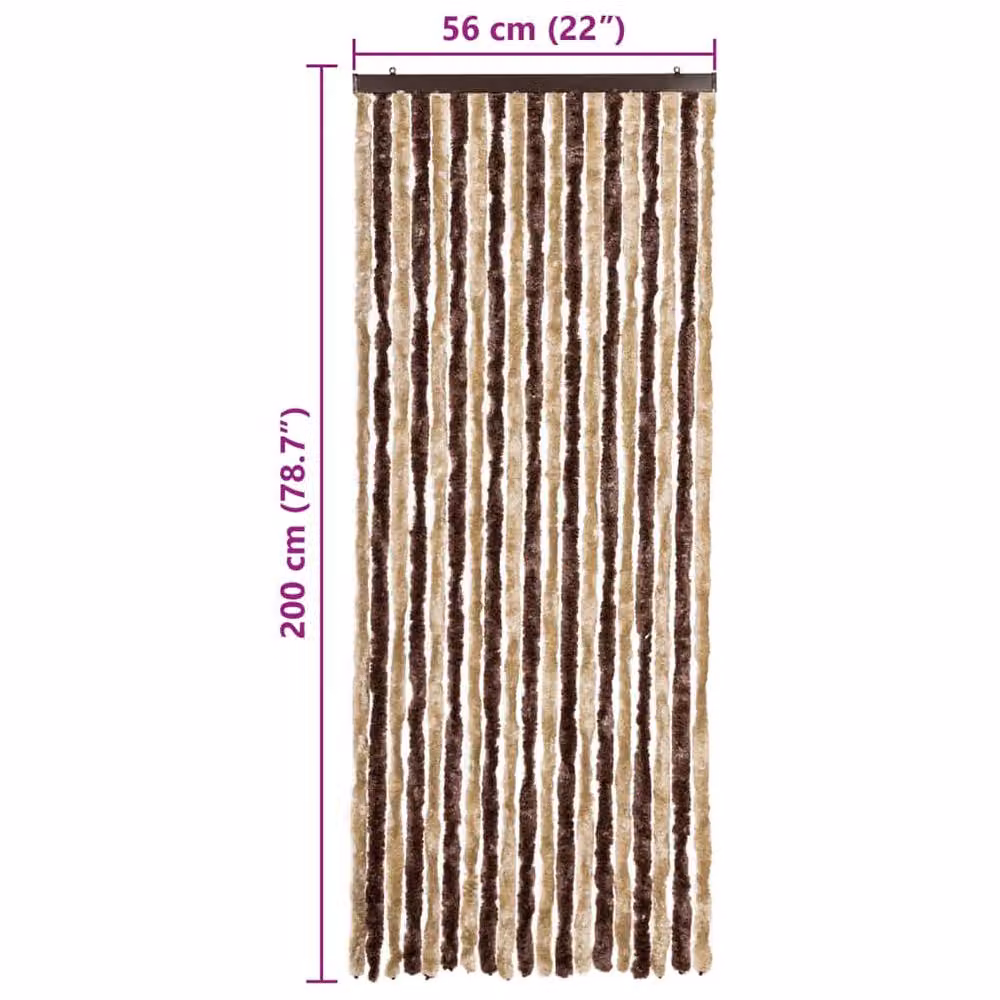 Berkfield Home Chenille Insect Curtain in Beige and Brown, W: 56 cm, H: 200 cm – 2