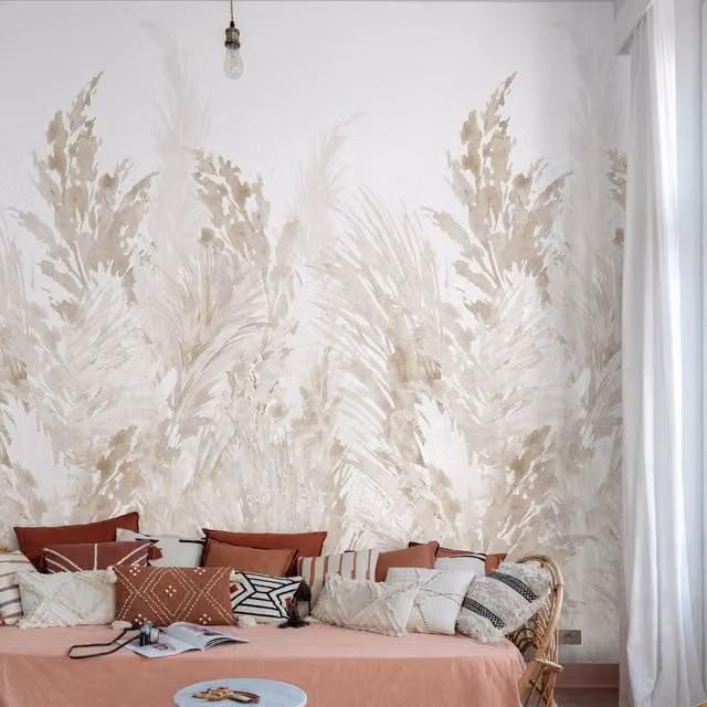 Grandeco Boho Floral Pampas in Beige and Brown